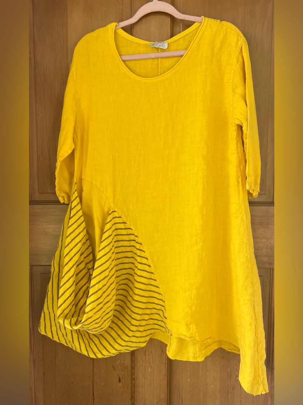 AQRL Yellow Linen Loose Fit Dress
